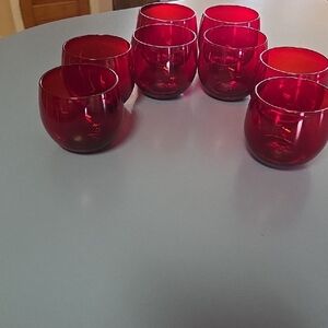 Set of Red Glass Tumblers